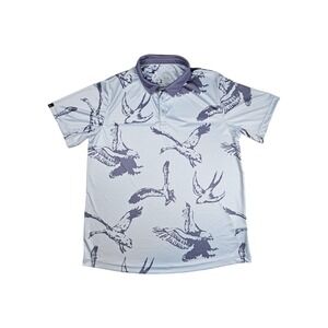 Swannies Polo Shirt Mens Size‎ 2XL All Over Print Eagle Graphic Golf Activewear